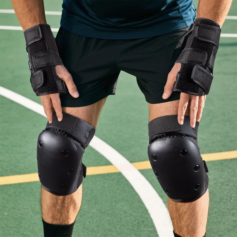 6 in 1 Knee Pads Elbow Pads with Wrist Guards, Youth Adult Skateboard Skate Pads Protective Gear Set for Skateboarding Skating
