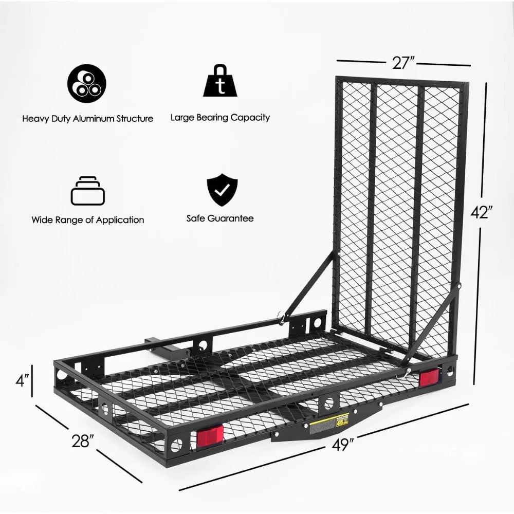 IRONMAX Hitch Cargo Carrier with Ramp, Heavy Duty Folding Mobility Scooter Wheelchair Hitch-Mounted Carrier for Car, Truck, SUV,
