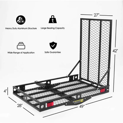 IRONMAX Hitch Cargo Carrier with Ramp, Heavy Duty Folding Mobility Scooter Wheelchair Hitch-Mounted Carrier for Car, Truck, SUV,