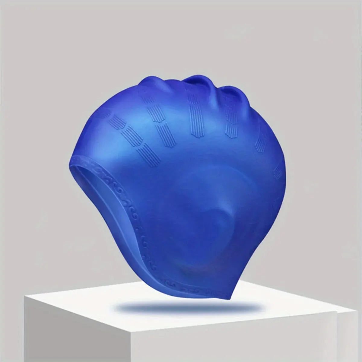 DIZETION Durable Silicone Swimming Cap with Ear Pockets for Adults and Teens - Protects Long Hair and Provides High Elasticity