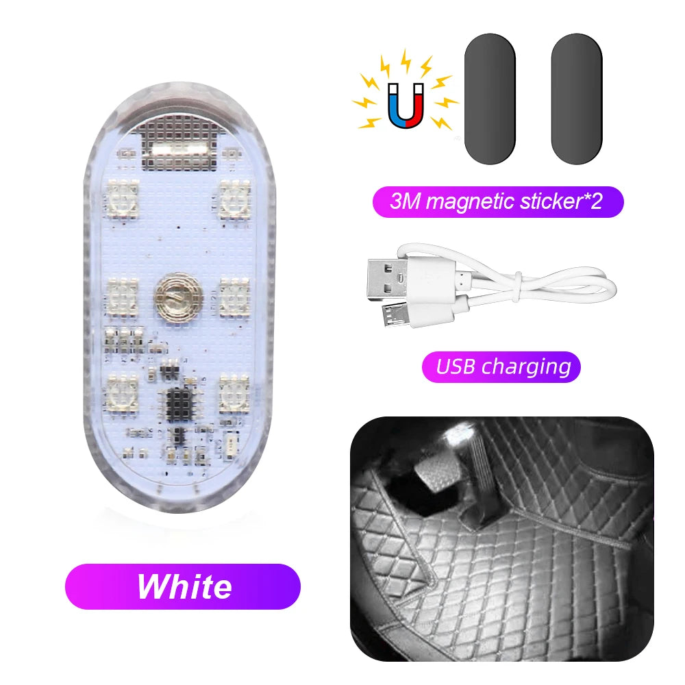 1 pc Multi Color Car Light Wireless LED Touch Light Roof Light Sensor Read Lamp Mini USB Charging Light Car Interior Accsesories