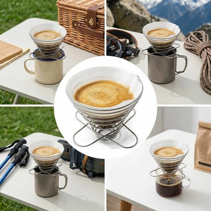 Foldable Coffee Filter Reusable Stainless Steel Camping Coffee Cup Filter Paper Dripper Barista Tools Brewing Funnel Filter Cup