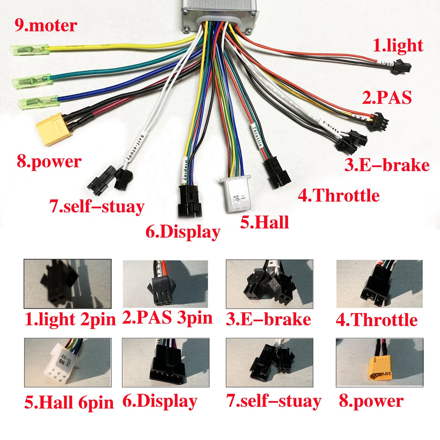 E-bike 25A/30A Brushless Motor Controller 24V 36V 48V 350W-1000W and S966/ SW900 LCD With PAS Throttle Kit for E-Scooter rapir