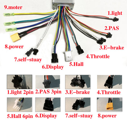 E-bike 25A/30A Brushless Motor Controller 24V 36V 48V 350W-1000W and S966/ SW900 LCD With PAS Throttle Kit for E-Scooter rapir