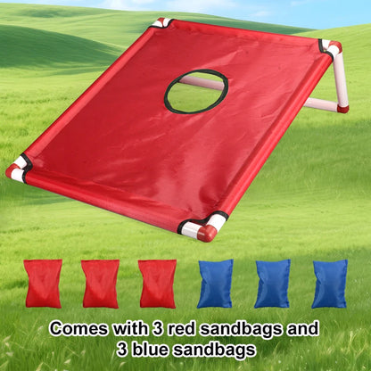 Kids Toys Bean Bags Toss Game Set Portable Cornhole Set with 1 Cornhole Game Board and 6 Bean Bags Yard Toss For Children's Gift