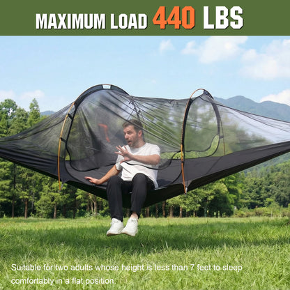 2-Person Tree Tent Hammock with Mosquito Net & RainFly Triangle Hammock 660 LBS Load Capacity for Outdoor Backpacking & Hiking