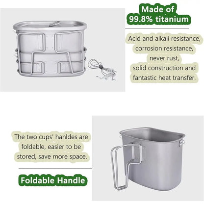 Ultralight Portable Titanium Canteen with Hanging Ring for Outdoor Hiking and Camping
