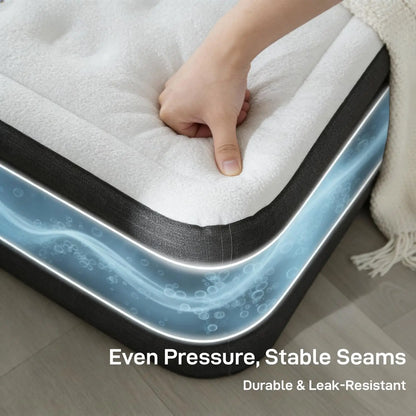 18-Inch Raised Air Mattress with Built-in Pump, Portable Inflatable Bed for Home Guests Camping, 650 lbs Support