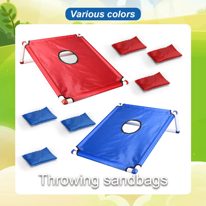 Kids Toys Bean Bags Toss Game Set Portable Cornhole Set with 1 Cornhole Game Board and 6 Bean Bags Yard Toss For Children's Gift