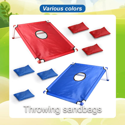 Kids Toys Bean Bags Toss Game Set Portable Cornhole Set with 1 Cornhole Game Board and 6 Bean Bags Yard Toss For Children's Gift