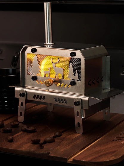Outdoor Firewood Stove with Chimney Wood Burning Stove Stainless Steel Camping Wood Stove for Backpacking Fishing