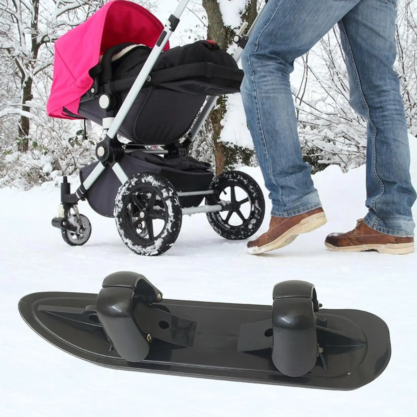 Scooter Ski Sled 2 in 1 Snow Scooter Strollers Wheel Ski Sled Glider Snowboards for Cycling Bicycle Jogging Sports Outdoor Paths