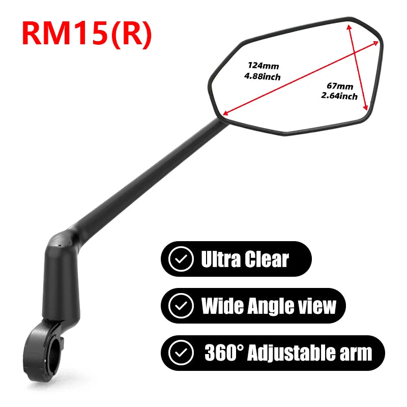 EasyDo Bike Mirror Electric Bike Handlebar Rearview Mirror with 360 Rotatable bike Extended Mirror Arm for Road Mountain Cycling