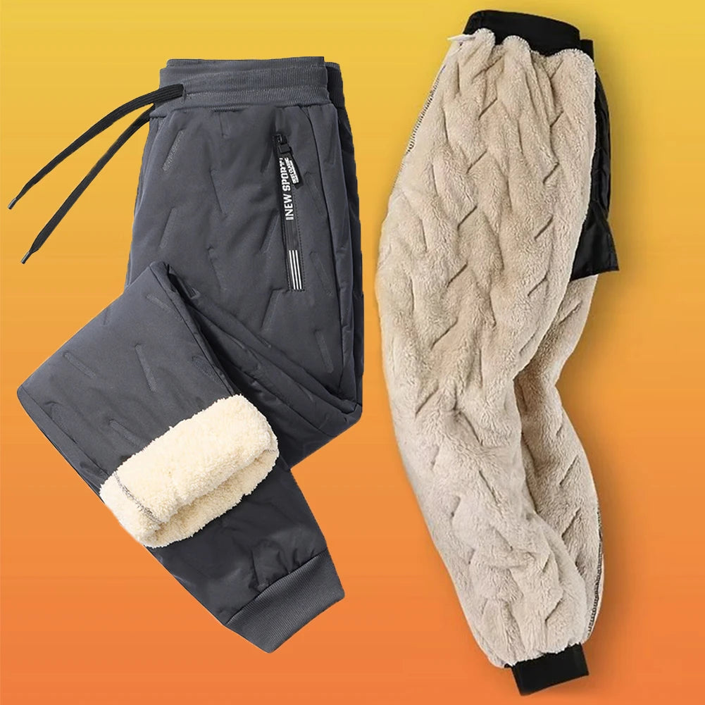 Men Casual Slim Sweatpants Track Pants Waterproof Winter Warm Fleece Pants Yoga Sweatpants Thermal Sherpa Lined Sweatpants Thick