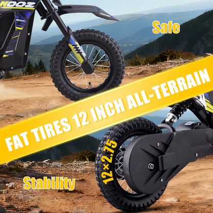 KOOZ HP122E 36V 300W Electric Dirt Bike  for Kids, 3 Speed Modes, Electric Motorcycle Up to 15.5 MPH & 11.8 Miles Long-Range.