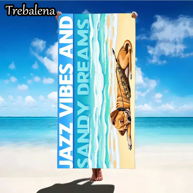 30*60inch Ultra-Soft Beach Towel with Jazz Vibes Sandy Dreams Beach Towel