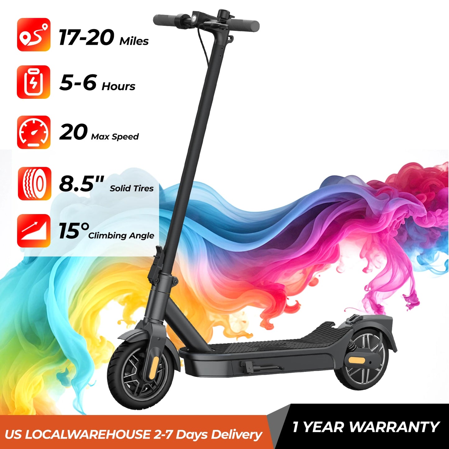 Electric Scooter Foldable E-Scooter 500W 20mph 8.5 Inch Anti-Slip Tire 20 Miles Long Range Dual Suspension for Adults Commuting