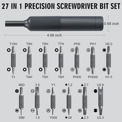 27 in 1 Precision Screwdriver Set  Magnetic Bits Pen Style Manual Repair Tools Kit for Eyeglass Watch PC Jewelers Laptop iPhone