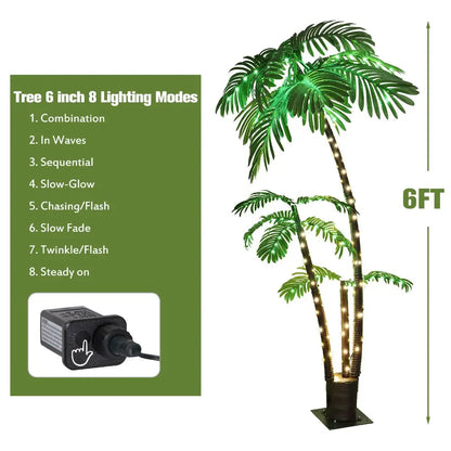 6ft Lighted Palm Tree LED Artificial Palm Tree for Tiki Bar Christmas Decoration