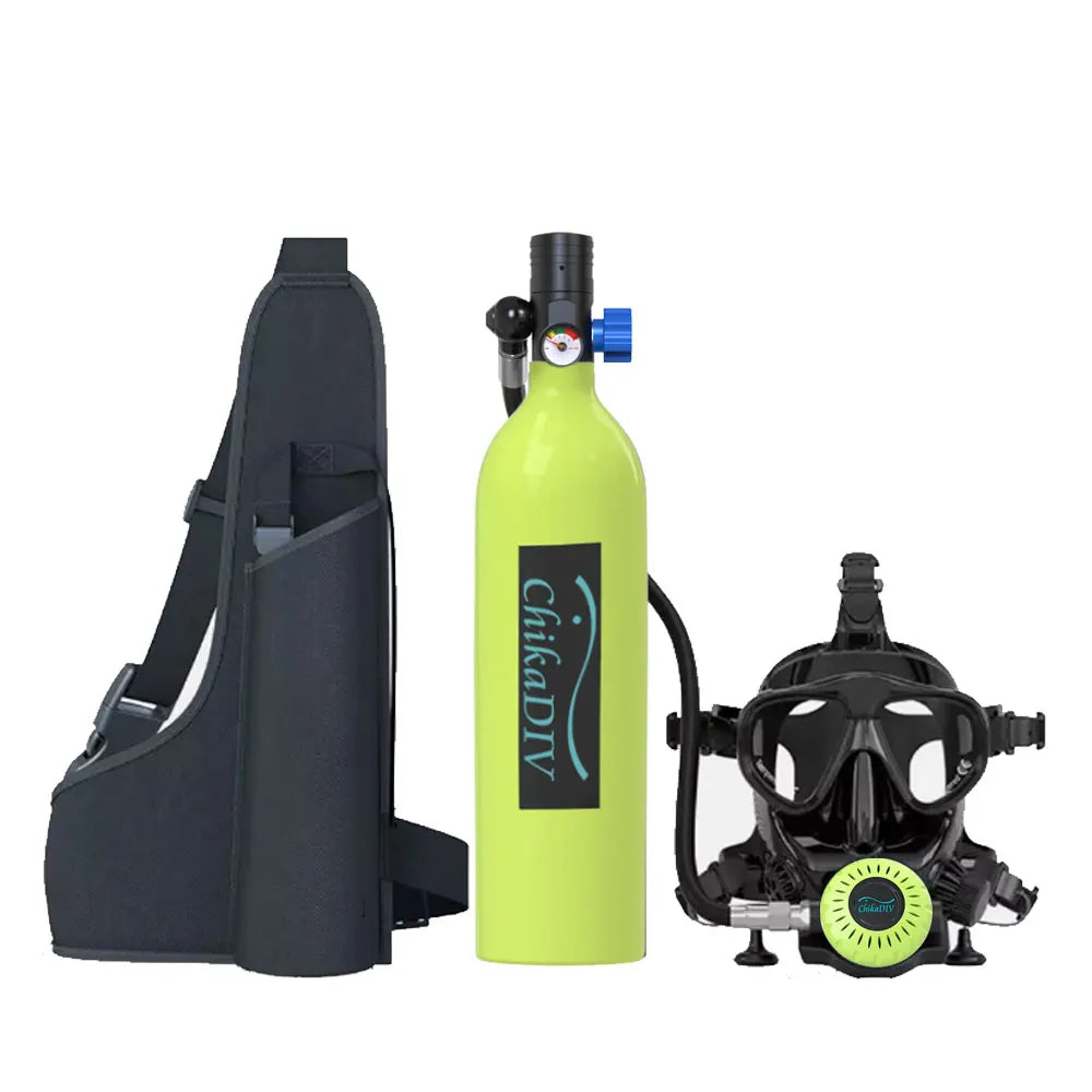 Scuba Mask with Air Tank System, 1L Mini Diving Tank Full Face Mask Kit lung