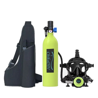 Scuba Mask with Air Tank System, 1L Mini Diving Tank Full Face Mask Kit lung