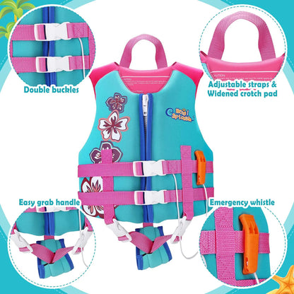 HeySplash Toddler Swim Vest Kids Floaties Swimming Jacket  Jumper Swimsuit with Adjustable Strap Float Puddle Vest for Child
