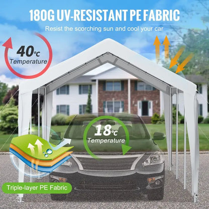 Carport Replacement Canopy Cover, 10 x 20 ft, Ripstop TripleLayer PE Fabric Garage Top Tarp Shelter Cover, UV Resistant Waterpro
