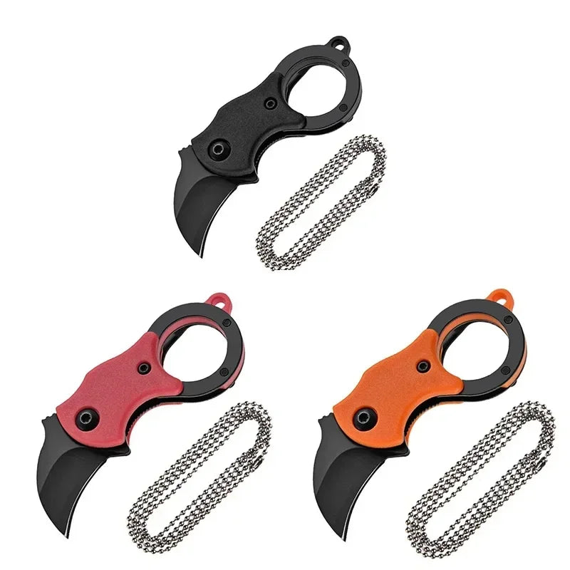 NEW Mini Keychain Pocket Knife Stainless Steel Camping Small Mini Portable Knife Peeler Fixed Blade Multi EDC Tool with Chain