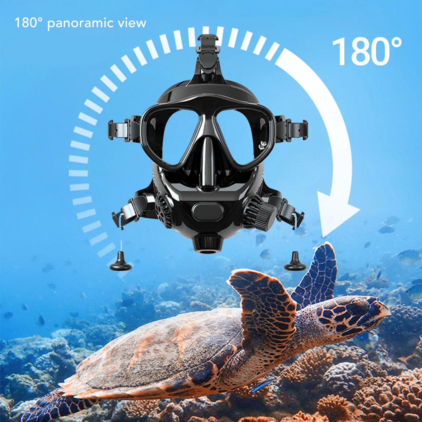 Full Face Diving Goggle Anti Fog Leakproof 180° Panoramic View Silicone Scuba Face Goggle with Camera Mount new