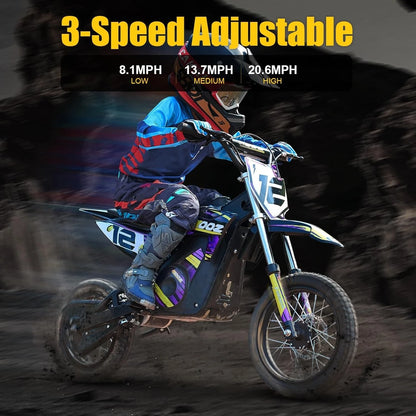 36V 1000W Electric Dirt Bike for Kids, 3 Speed Modes Teen Electric Motorcycle Up to 20.6 MPH& 19 Miles, Customized