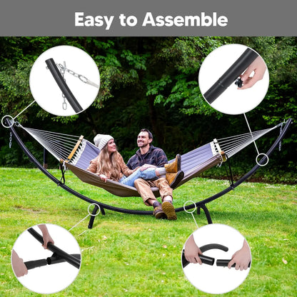 Portable Hammock with Stand, Foldable Patio Swing for 2-3 People, Heavy Duty Dark Gray