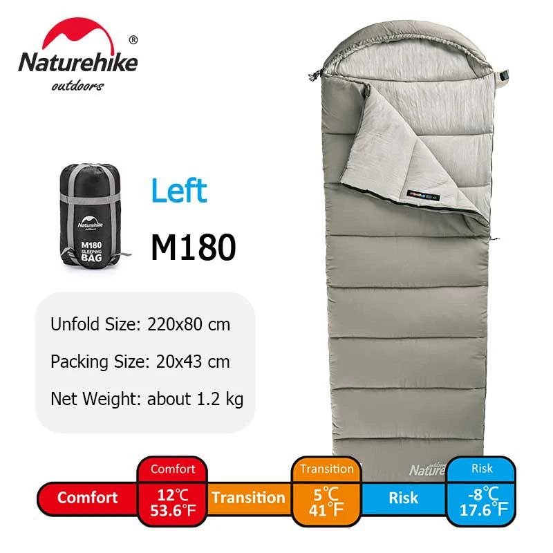 Naturehike M180 Sleeping Bag Lightweight Sleeping Bag M300 Double Outdoor Camping Winter Warm Sleeping Bag M400 Machine Washable