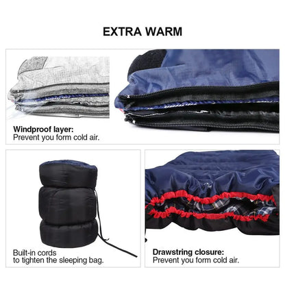 Cotton Flannel Sleeping Bag for Camping Backpacking, Adults Cold Weather Envelope Sleeping Bags with 2 3 4 6lbs Filling