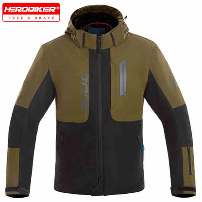 Browm Motorcycle Jacket Waterproof Motocross Armor Protector Moto Racing Jacket Motocross Chaqueta Fall Prevention Riding Cloth