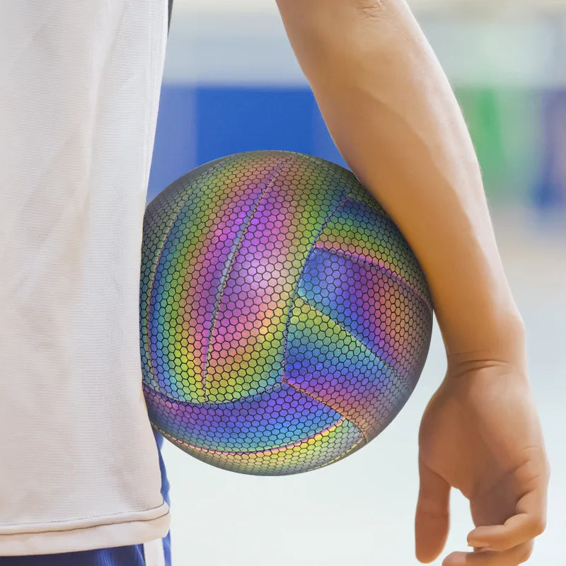 Size 5 Beach Volleyball Reflective Volleyball Glow-in-the-Dark Volleyball Rainbow Color Sports Ball