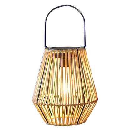 Rattan Solar Lantern IP65 Waterproof Hanging/Standing Outside Big Rattan Solar Light with Handle for Yard Garden Home Decoration