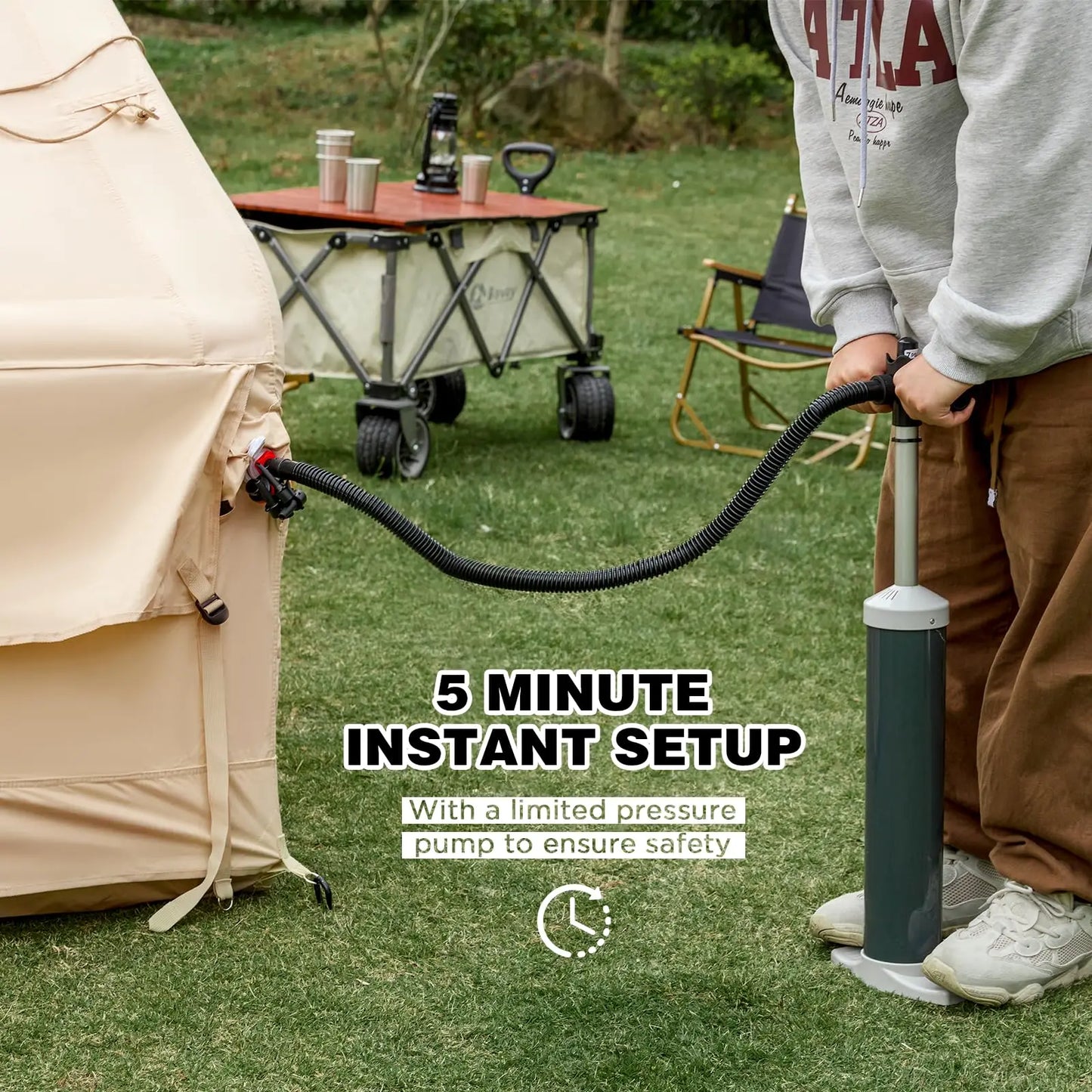 129 Square Feets Large Inflatable Camping Tent,8-10 People Blow up tent,waterproof 4 season Glamping tent,tent for camping