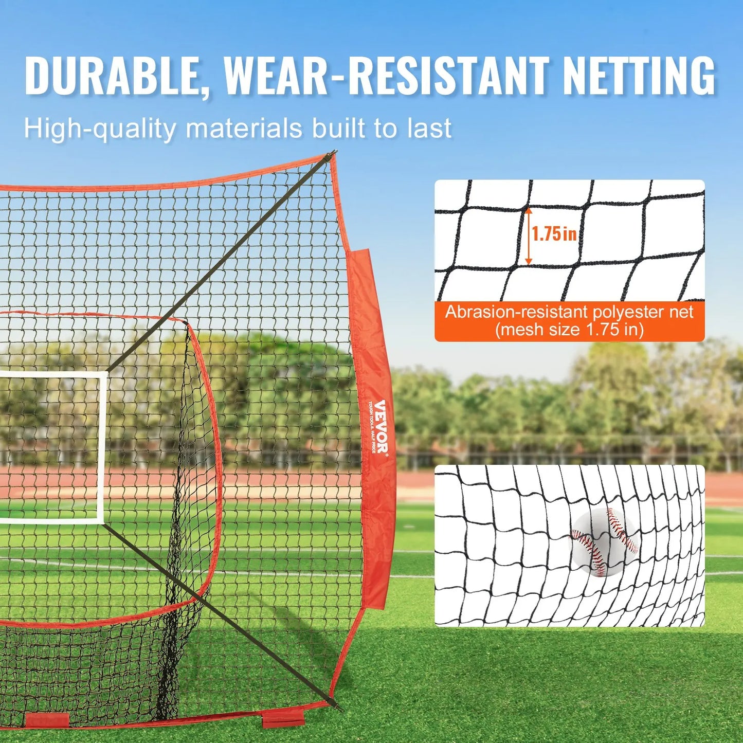 7x7 Ft Baseball Softball Practice Net, Portable Baseball Training Net For Hitting Batting Catching Pitching, Backstop Baseball