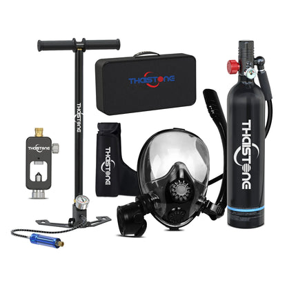 Thaistone 1L Diving Snorkeling Oxygen Cylinder Scuba Tank+Diving Mask+Scuba Adapter+Manual Air Pump