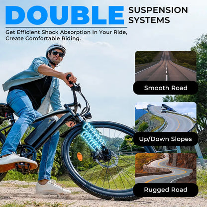 【1 Year Warranty】Terrosor Electric Bike,26" Fat Tire Ebike for Adults,350W Peak,Electric Mountain Bike,19.9mph,E bike UL2849