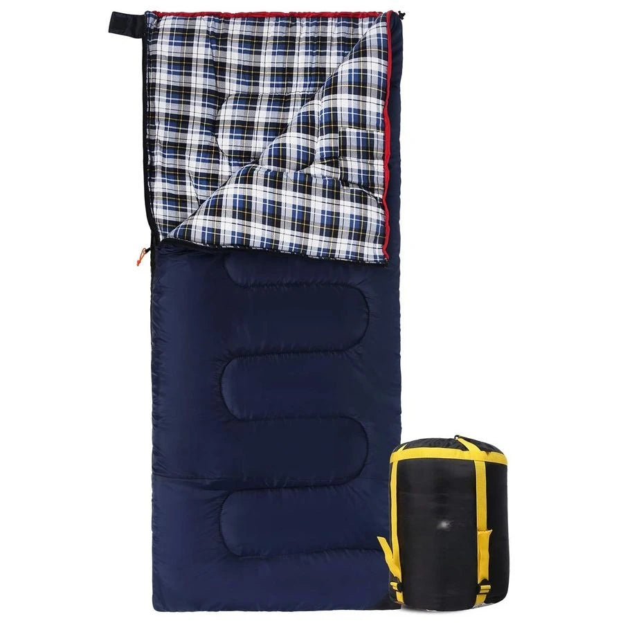 Cotton Flannel Sleeping Bag for Camping Backpacking, Adults Cold Weather Envelope Sleeping Bags with 2 3 4 6lbs Filling