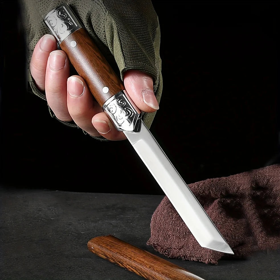 Premium Carved Professional Stainless Steel Outdoor Knife, Meat Cutter, Fruit Peeler, Mini Utility Knife, Portable Knife