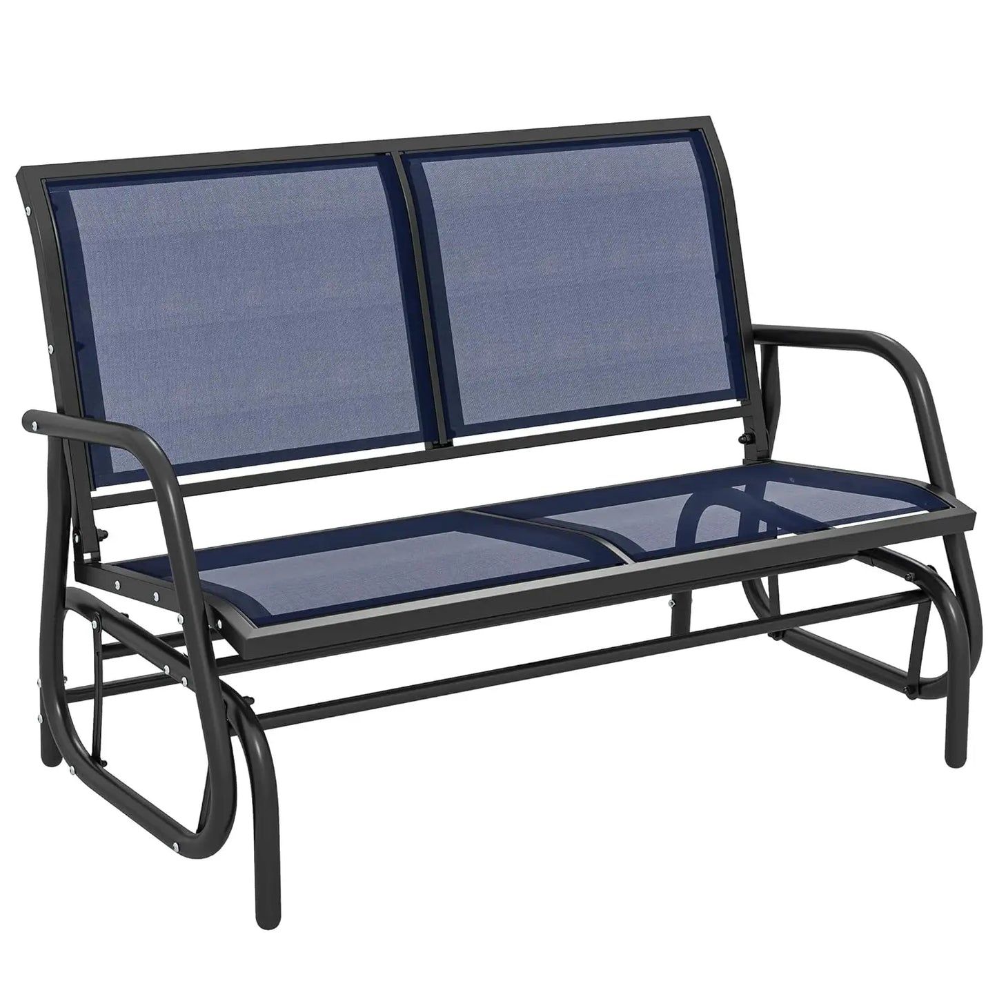 2-Person Outdoor Glider Bench, Patio Double Swing Rocking Chair Loveseat w/Powder Coated Steel Frame for Backyard, Customized