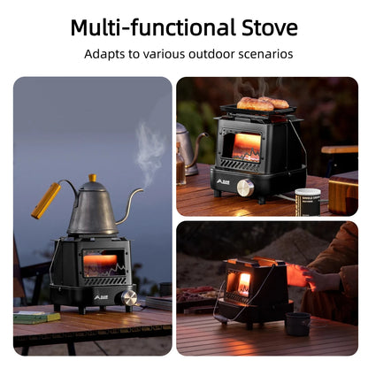 BISINNA Outdoor Heating Stove Portable Lightweight Retro Gas Stove Multi-functional Camping Heater for Hiking Picnic Fishing