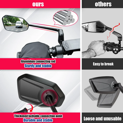 EasyDo Bike Mirror Electric Bike Handlebar Rearview Mirror with 360 Rotatable bike Extended Mirror Arm for Road Mountain Cycling