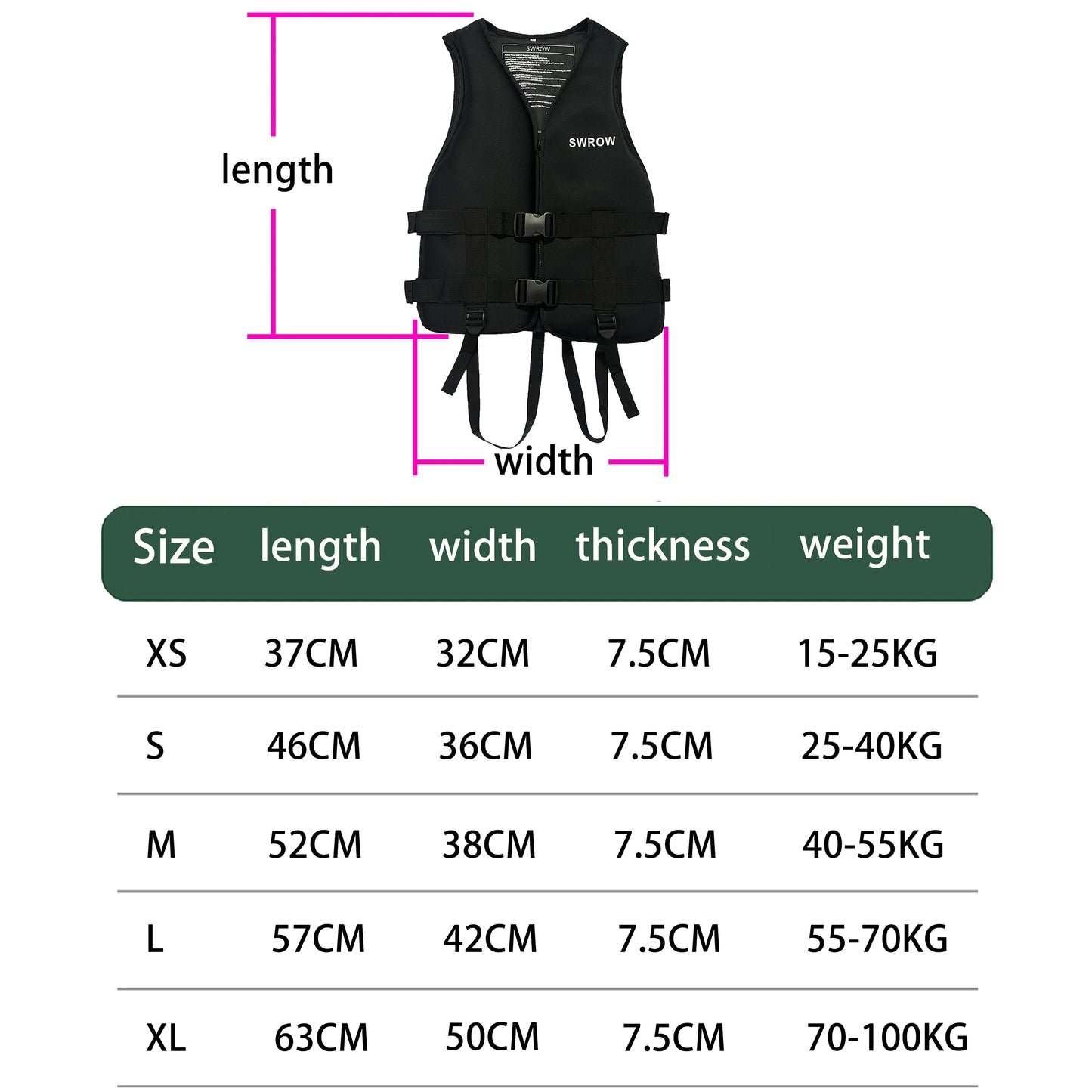SWROW Life Jacket Water Sport Buoyancy Jacket Life Vest Swimming Boating Driving Vest Life Vest Buoyancy Suit For Adult Children