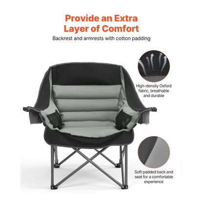 SucceBuy Oversized Camping Chairs 450lbs Heavy Duty Support Portable Padded Folding Camp Chairs w/Carry Bag for Camping Fishing