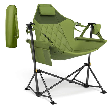 Heavy Duty Folding Hammock Camping Chair with Adjustable Backrest Supports 300lbs, Portable Hammock, Customized