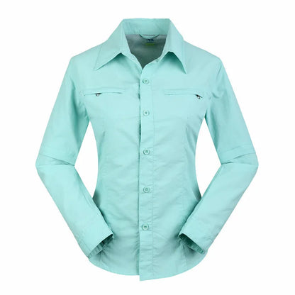 Women Quick Dry Outdoor Shirt Removable Hiking Camping Shirt Pants Summer Breathable Hunting&Climbing Shirt Trousers