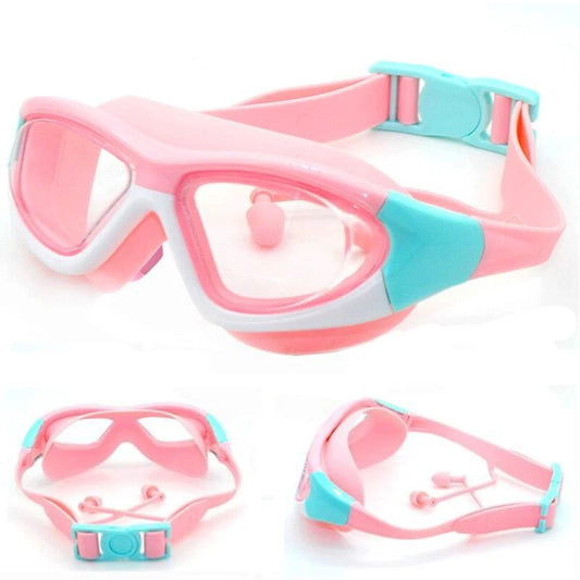 High-Definition Children's Swimming Goggles for Boys and Girls, Anti-Fog Swimming Goggles, Large-Frame Goggles, Comfortable Silicone